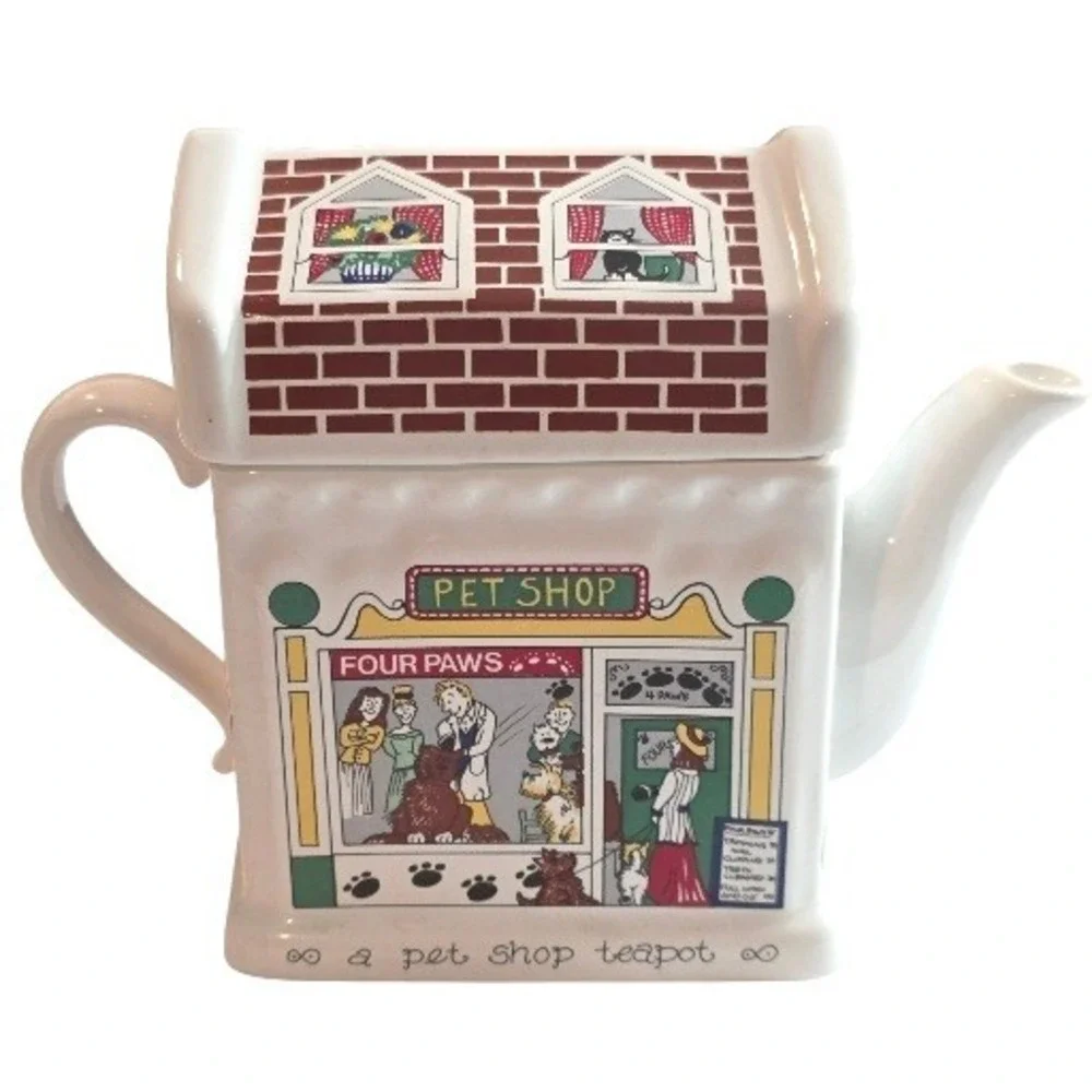 Vintage 70s Wade England Pet Shop Teapot, Kitchen Shelf Decor READ